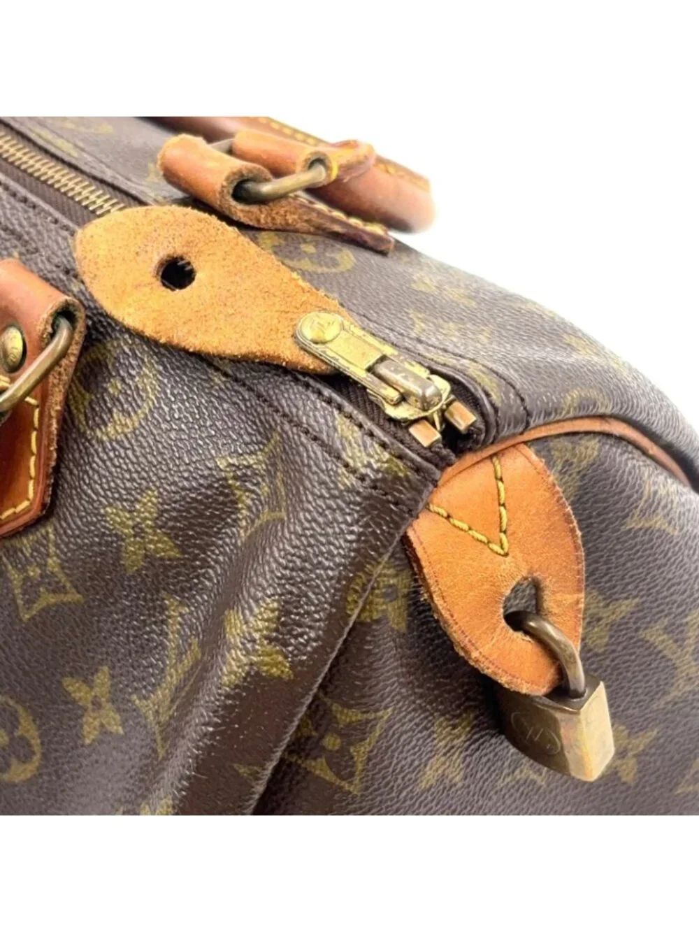 Louis Vuitton Speedy 30 Monogram Leather Brown Light Handbag Gold